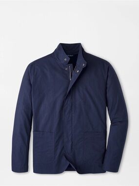 Peter Millar Navy Lightweight Zip-Front Shirt Jacket